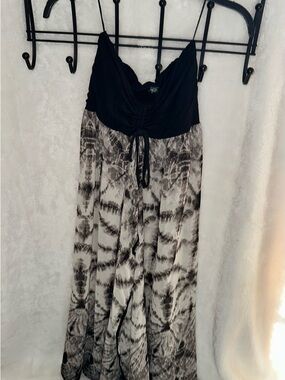 Raviya Black Bodice Gray Tie-Dye Maxi Coverup